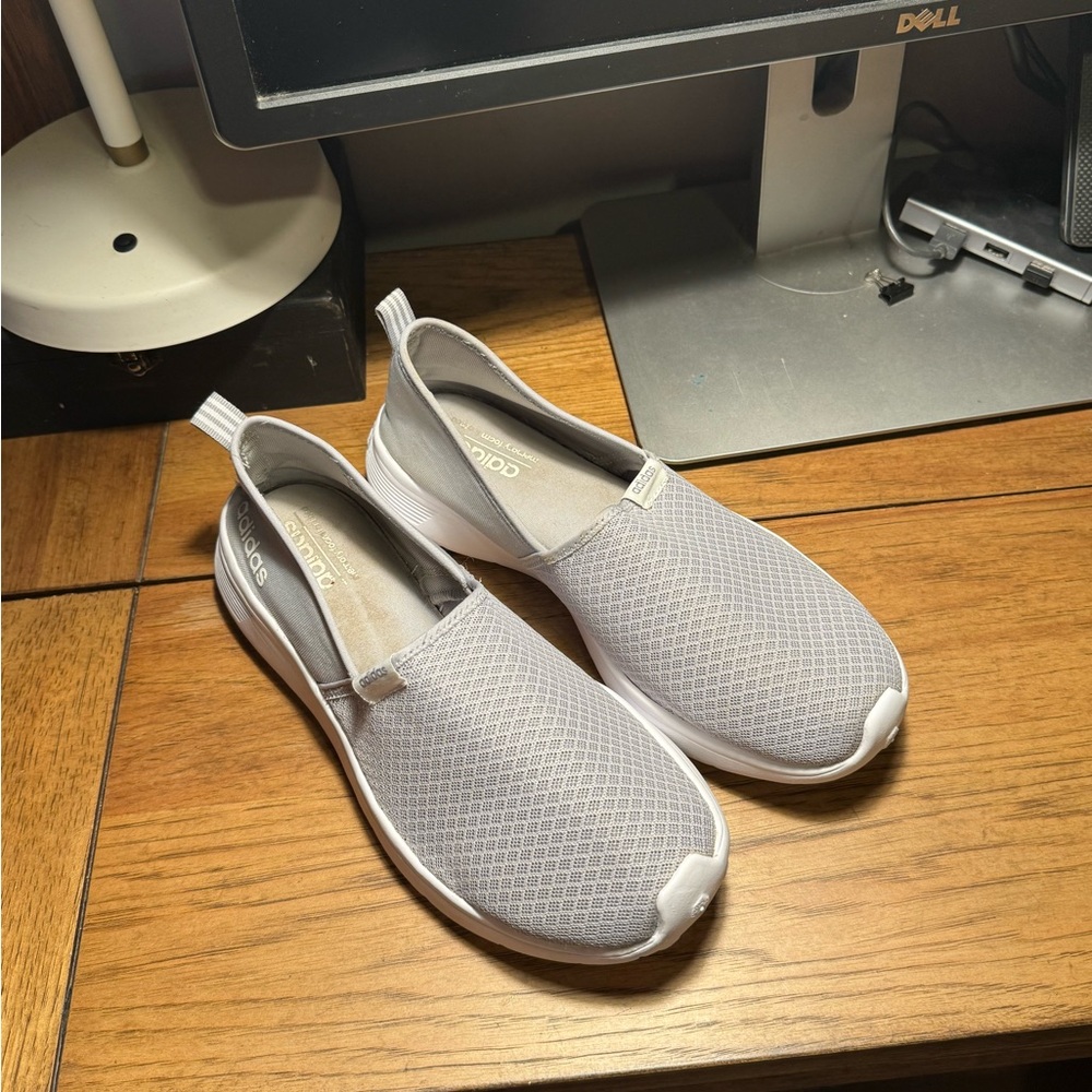 Adidas Women's Light Gray Slip-On Sneakers